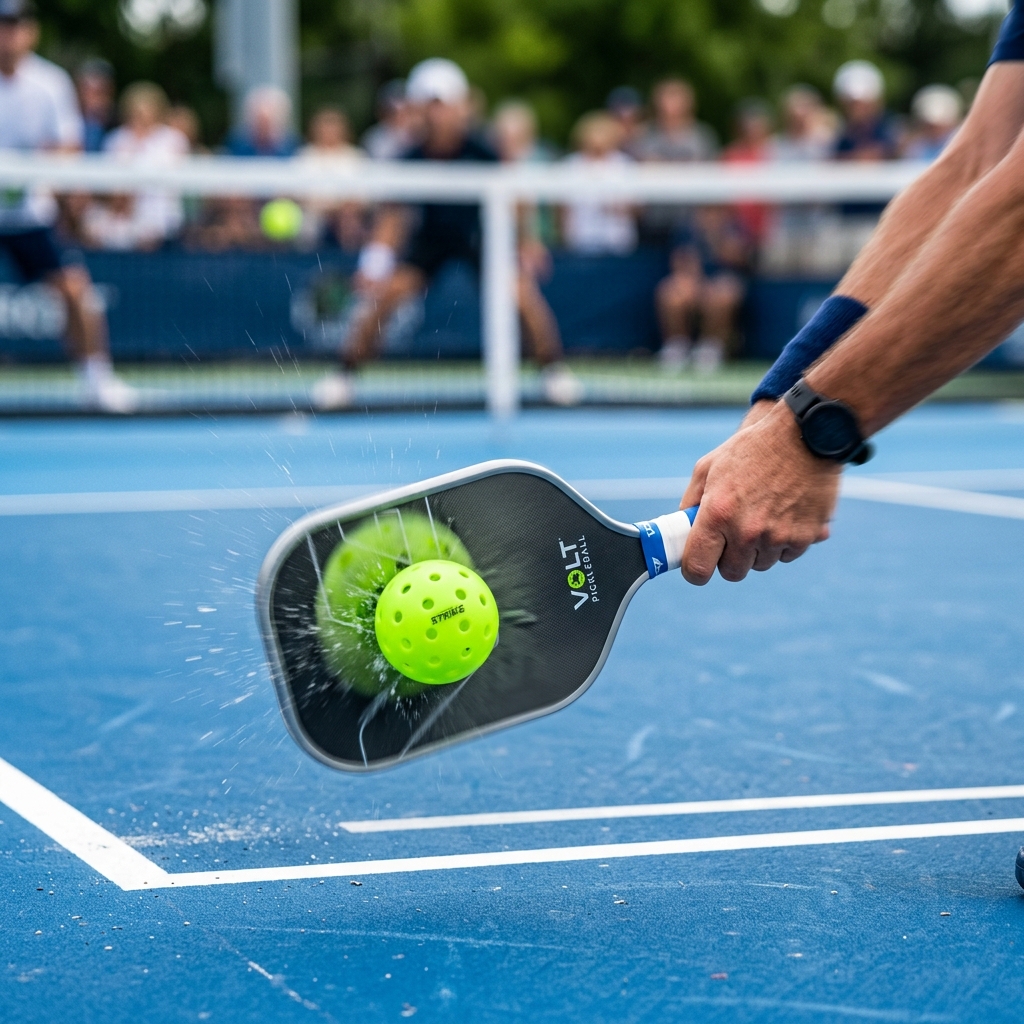Pickleball players in action on the court